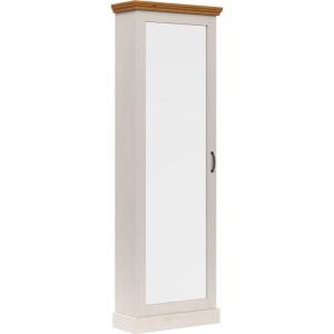 Coffre à chaussures avec 1 porte miroir en pin blanc