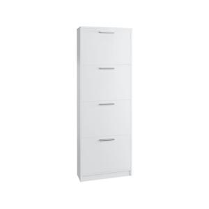 Coffre à chaussures avec 4 portes battantes blanc