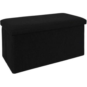 Coffre banc pliable en tissu atome noir