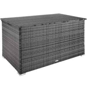 Coffre de jardin en aluminium et résine tressée gris