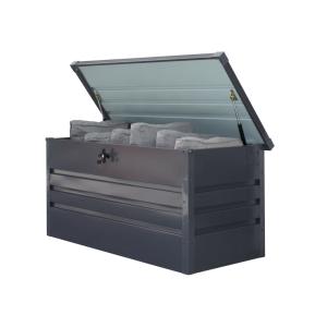Coffre de jardin gris en acier galvanisé anthracite