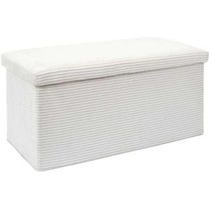 Coffre de rangement 76x38 cm en velours côtelé beige - TAKO…