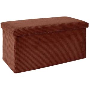 Coffre de rangement 76x38 cm en velours côtelé terracotta -…