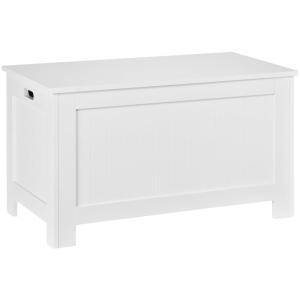 Coffre de rangement couvercle rabattable en bois blanc