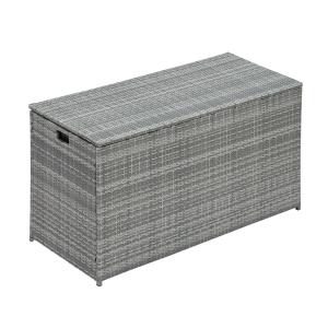 Coffre de rangement pour mobilier de jardin en rotin gris