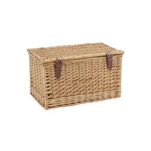 Coffre en osier buff brun et polyuréthane moyen modèle