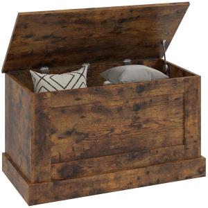 Coffre rangement charnière sécurité bois brun rustique