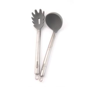 Coffret 2 pièces gris - louche   cuillère à pâtes