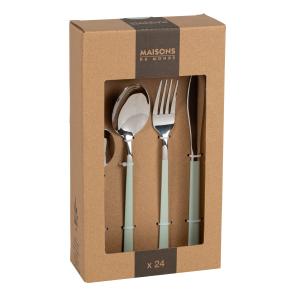 Coffret 24 couverts en inox argenté et vert