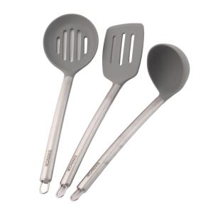 Coffret 3 pièces gris - écumoire   louche   spatule