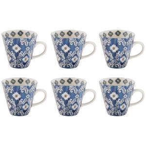 Coffret 6 tasses   17 cl bleu en grès H7.5