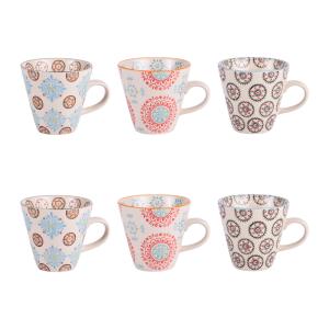 Coffret 6 tasses   17 cl en grès  multicolore