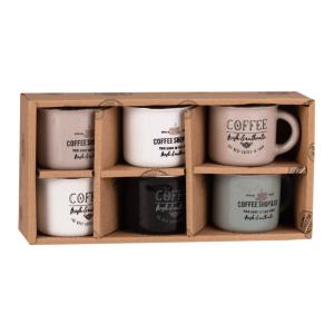 Coffret 6 tasses à café en céramique imprimée