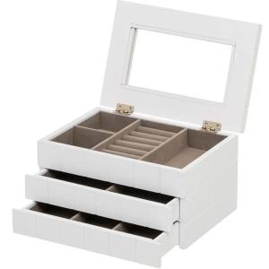 Coffret à bijoux en bois blanc avec 2 tiroirs 24x16x13cm