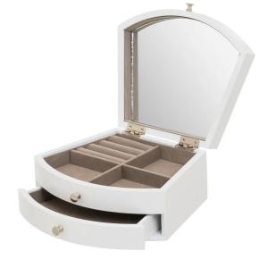 Coffret à bijoux en bois blanc avec miroir 21x17x9cm