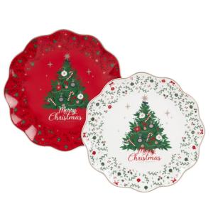 Coffret assiettes à dessert en céramique (x4) motifs Noël b…