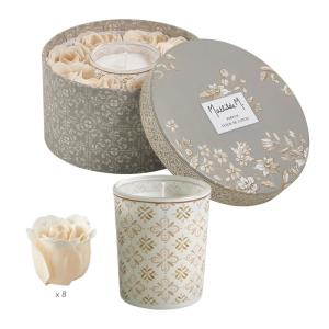 Coffret bougie et Roses de savon parfumées - Fleur de Coton