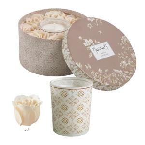 Coffret bougie et Roses de savon parfumées - Rose Élixir