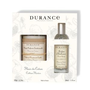 Coffret bougie parfumée et parfum d'ambiance fleur de coton