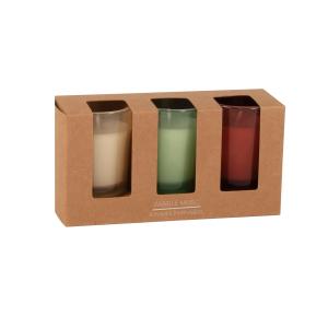 Coffret bougies lumignons parfumées (x3) en verre jaune, ve…