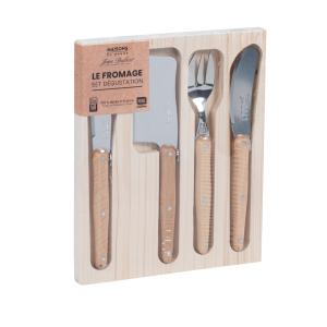 Coffret couteaux à fromage (x4) en métal et bois de hêtre