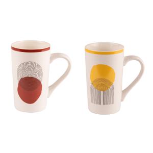 Coffret de 2 mugs   50 cl multicolore en porcelaine H14