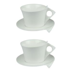 Coffret de 2 petits déjeuners   30 cl blanc en porcelaine