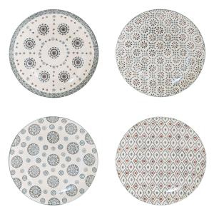 Coffret de 4 assiettes platess   26 cm multicolores en grès