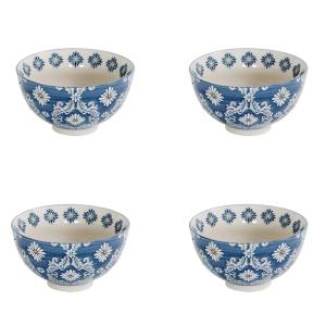 Coffret de 4 coupelles   11 cm bleus en grès