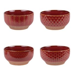 Coffret de 4 coupelles    12 cm rouges en grès