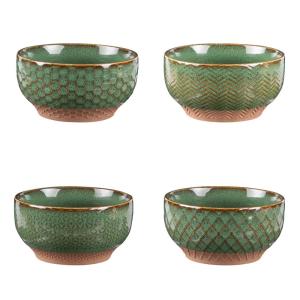 Coffret de 4 coupelles   12 cm  vertes en porcelaine