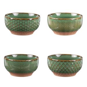 Coffret de 4 coupelles Jaspe 12 cm  vertes en porcelaine