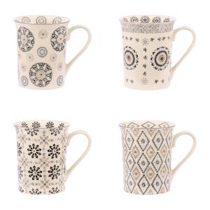 Coffret de 4 mugs   30 cl gris en grès H10