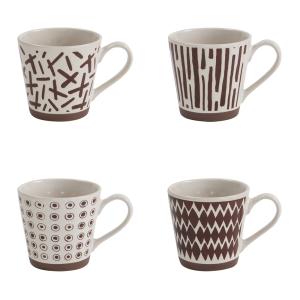 Coffret de 4 mugs 34cl fidji Terra décoré en grès