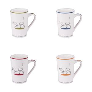 Coffret de 4 mugs   35 cl blanc en porcelaine H10