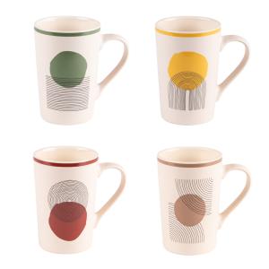 Coffret de 4 mugs   35 cl multicolore en porcelaine H12