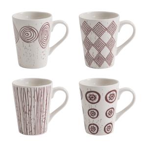 Coffret de 4 mugs   37 cl terra rouge en porcelaine