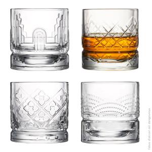 Coffret de 4 verres à whisky assortis, DANDY