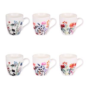 Coffret de 6 tasses   23 cl décoré en porcelaine