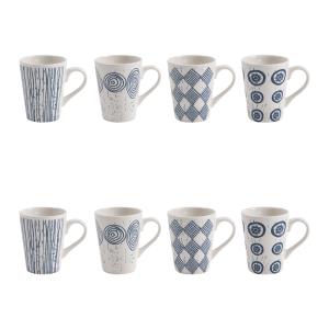 Coffret de 8 tasses   9 cl  bleu en porcelaine