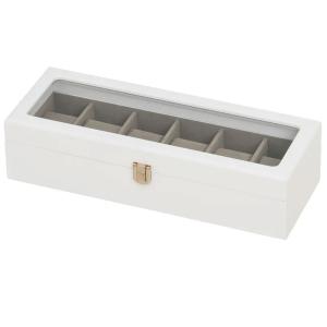 Coffret de rangement pour 6 montres en bois blanc 33x13x8cm