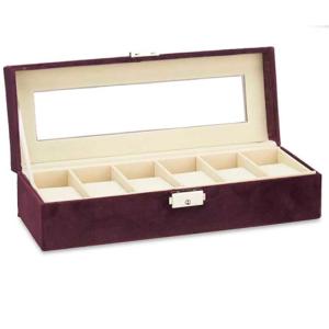Coffret de rangement pour 6 montres velours bordeaux 11.5x3…