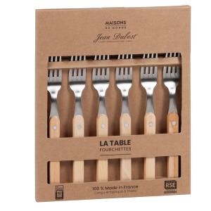 Coffret fourchettes (x6) en inox et bois de hêtre