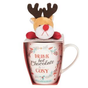 Coffret mug en porcelaine et peluche cerf