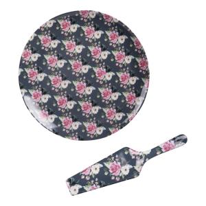 Coffret plat à tarte avec sa pelle   31 cm gris en porcelai…