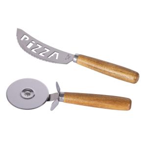 Coffret service à pizza 2 pièces en acier  argent