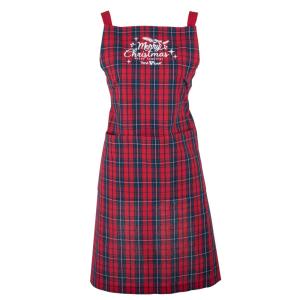 Coffret tablier de Noël en coton bio motif tartan rouge et…