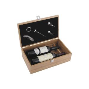 Coffret vin en bambou avec 5 accessoires inox – idée cadeau…