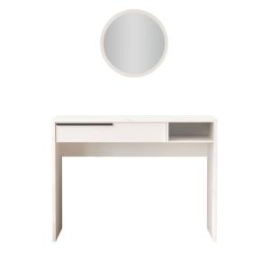 Coiffeuse 1 tiroir avec miroir à fixer L45cm - Blanc