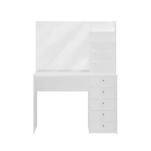 Coiffeuse 5 tiroirs 4 étagères avec miroir - L105 cm